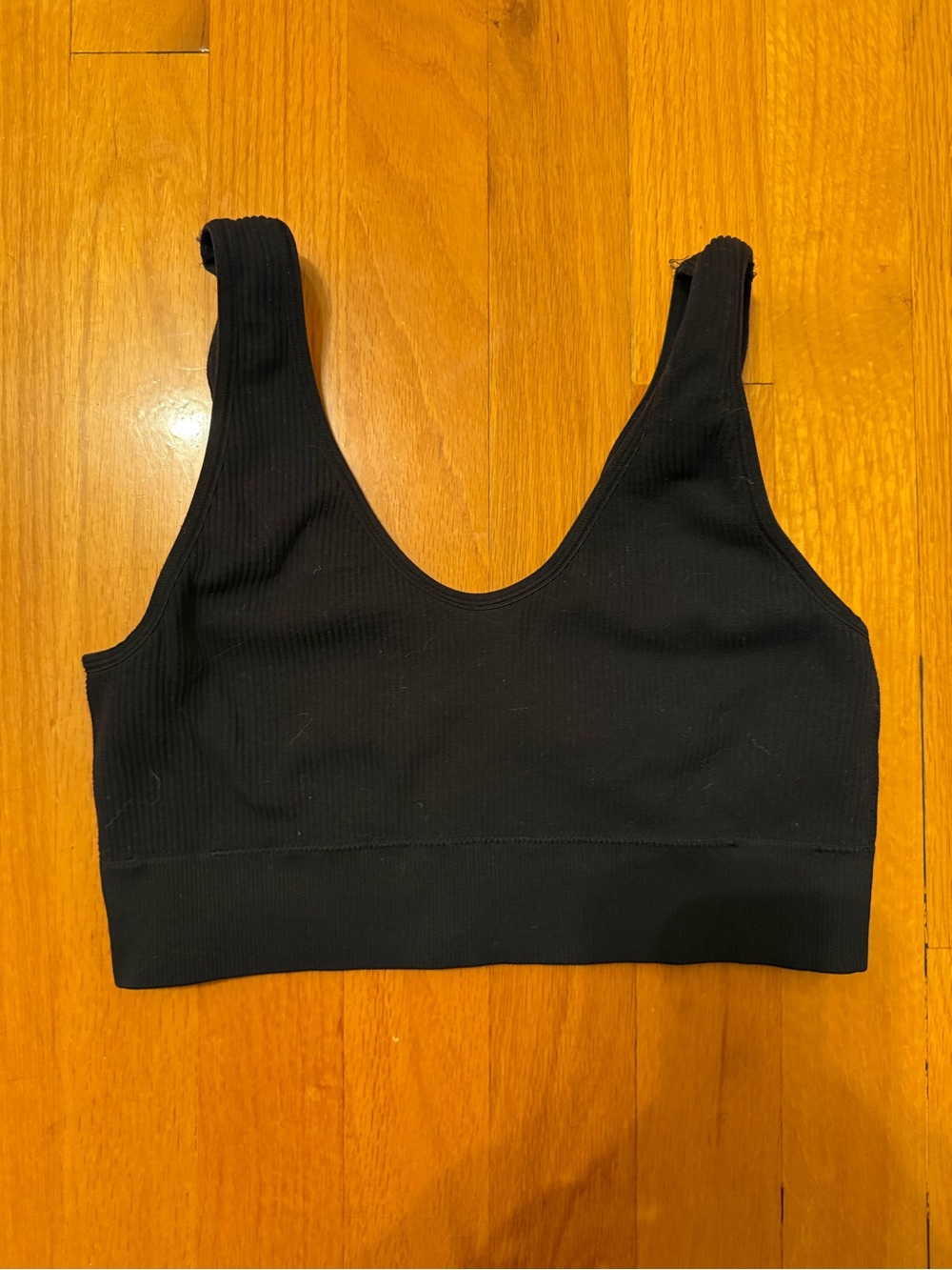 aerie Black Ribbed Scoop Bralette